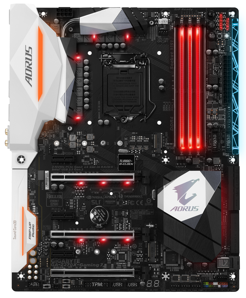 Z270X Gaming 7 Rev10 front LED